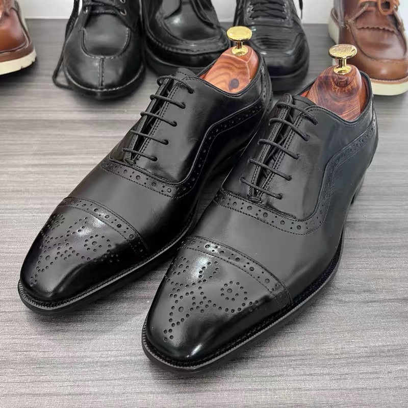 Handmade customized full leather shoes men's formal business shoes British style brogue wedding shoes carvings