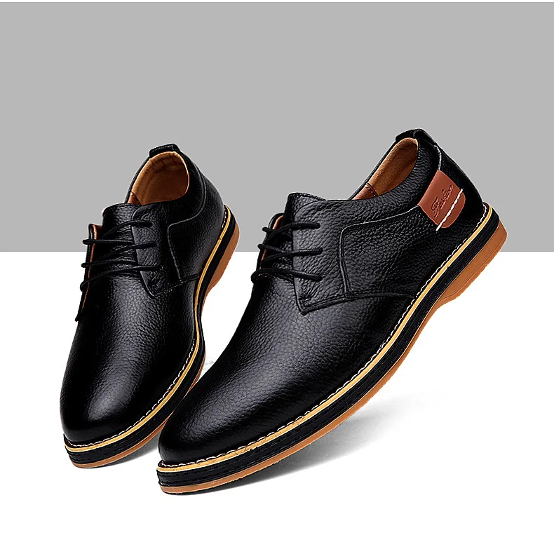 Genuine Leather Adult High Quality Casual Men Shoes Luxury Italian Style Big Size England Business Shoes Casual Comfort Shoes